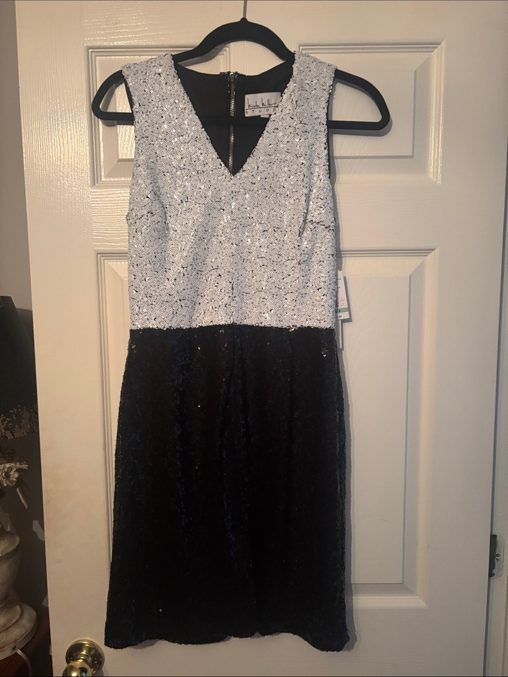Sparkle Two-Tone Sequin' Dress - White & Black